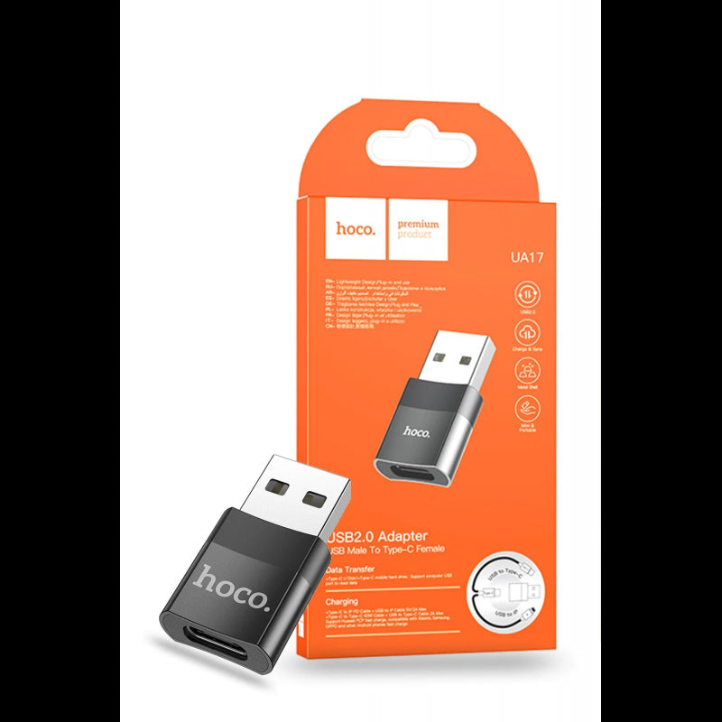Hoco USB Male To USB Type-C Female OTG Adapter Plug Premium Converter UA17 Hoco USB Male To USB Type-C Female OTG Adapter Plug Premium Converter UA17